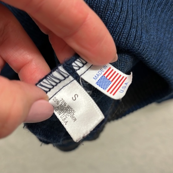 St.Croix Shop Navy Blue 1/4 Zip Wool Pullover Sweater S - Picture 5 of 6